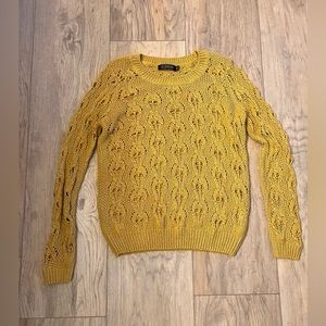 GLASSONS Women’s Eyelet Sweater Mustard Yellow Size Medium
